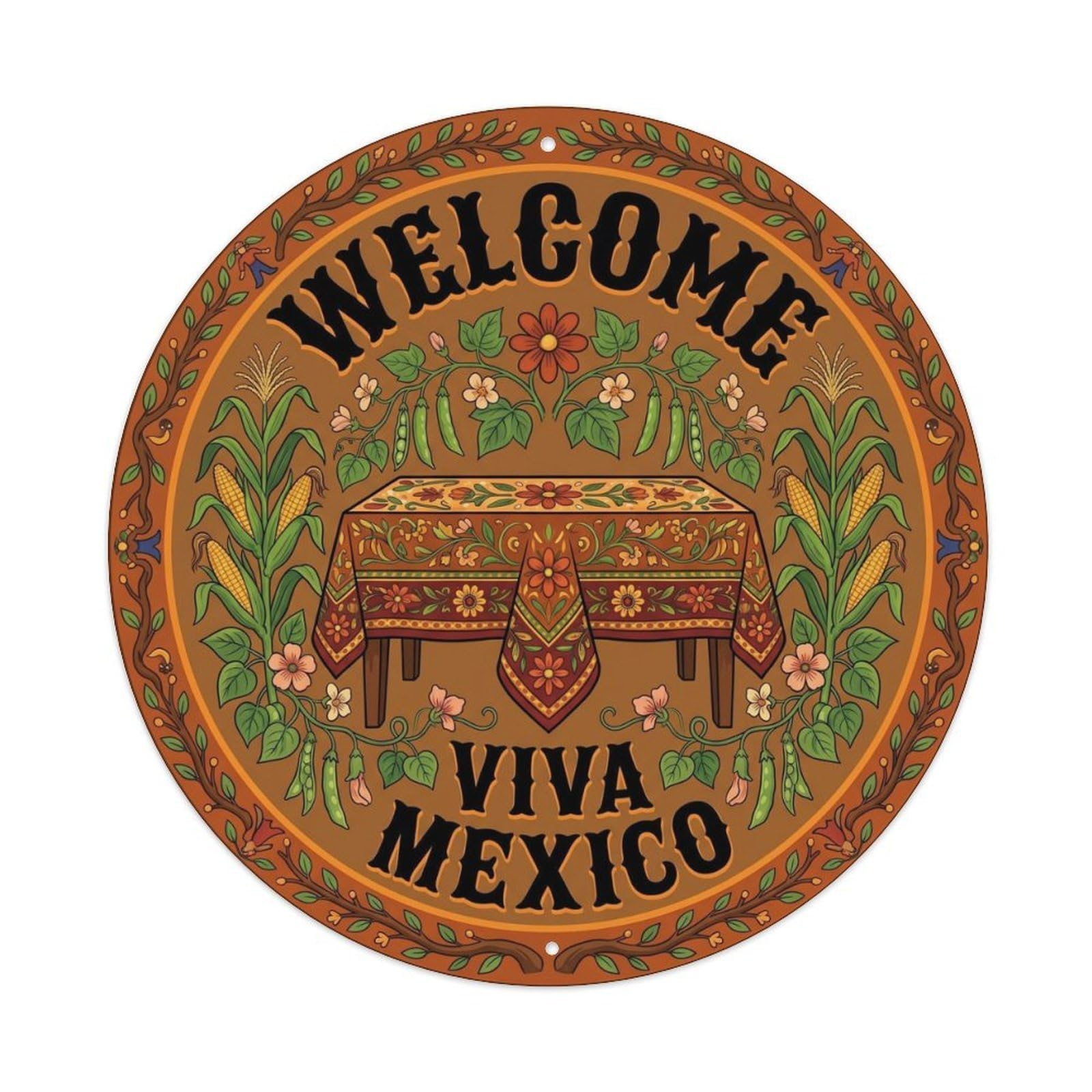Vintage Welcome Family Gathering Metal Tin Sign Plaque