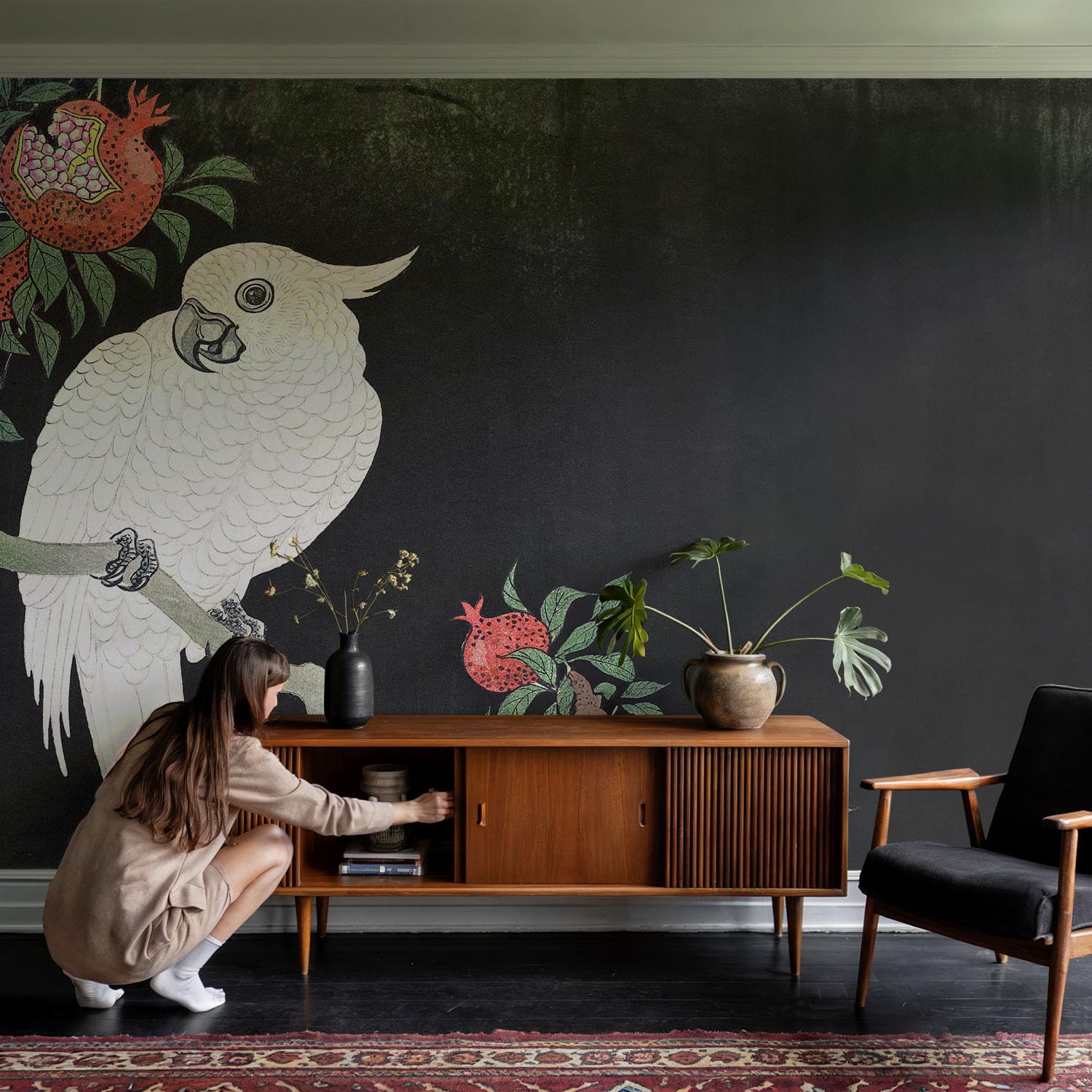 Papel Pintado Textil De Tejido No Tejido 416x254 cm Loro granado