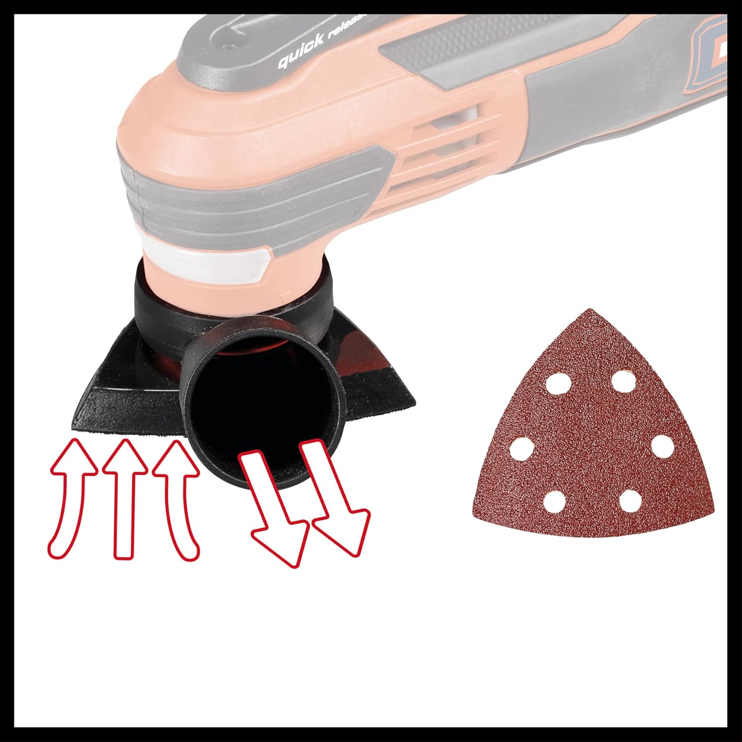 Illustration of dust extraction on the multi-tool
