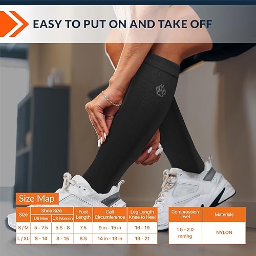 Miniatura 10 de FixiC Calcetines de compresión para hombres y mujeres, 3 pares, L-XL (8-15), 15-20 mmHg, medias de compresión para mujeres y hombres, calcetines de