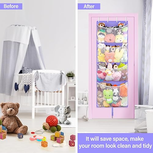 Miniatura 3 de Almacenamiento de animales de peluche colgantes, organizador grande de juguetes de felpa con gancho de metal, soporte para accesorios de bebé, idea