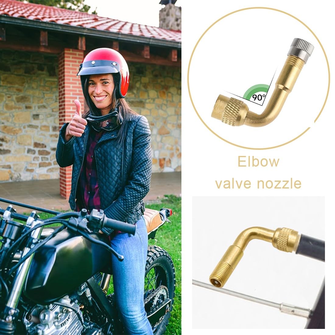 2 Pezzi Valvole di Estensione a 90 Gradi in Rame, Prolunga Valvola Pneumatici, Auto Valvola Pneumatico Estensione Valvola ad Angolo, per Auto, Moto, Bici, Scooter