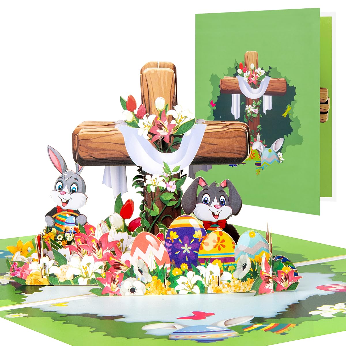 CNLITIHEKA Happy Easter Cards Pop Up, Easter Pop Up Card, Religious Easter Cards, Easter Bunny Card, 3D Easter Greeting Cards