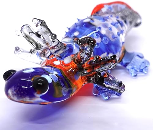 Miniatura 6 de Sansukjai Axolotl - Figuras artísticas en miniatura de vidrio soplado a mano, animales coleccionables, regalo para decoración del hogar (azul
