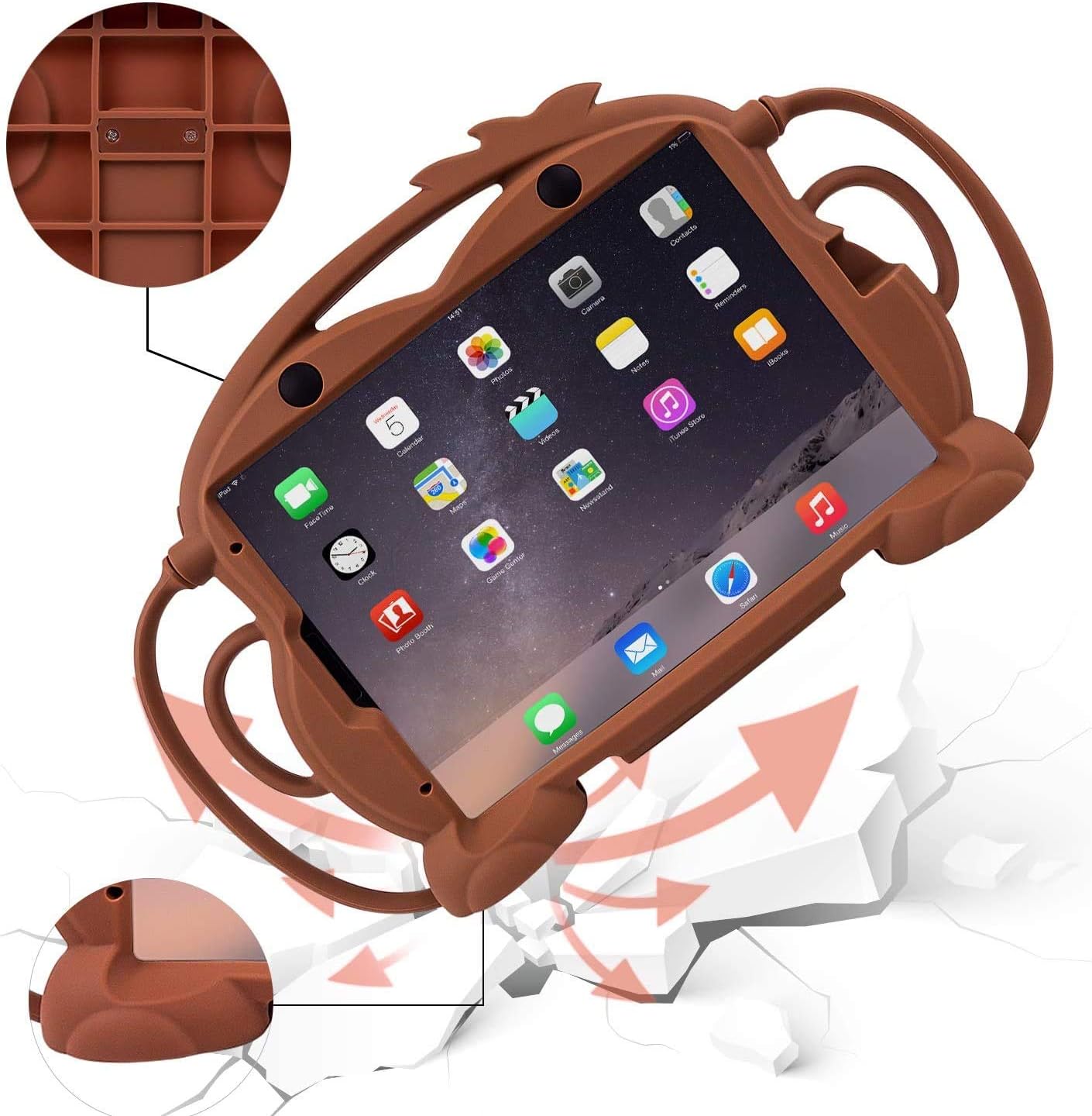 Monkey Kid Case Compatible for iPad Air 5/4 10.9 "2020 iPad Pro 11 Inch 2020 & 2018 Lovely Cartoon Shockproof Silicone Protective Convertible Handle Stand [BPA Free] (Brown)