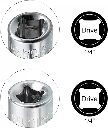 Miniatura 4 de uxcell Juego de 6 llaves de vaso poco profundas de 0.315 pulgadas y 0.394 pulgadas, métrico de 6 puntos, acero CR-V