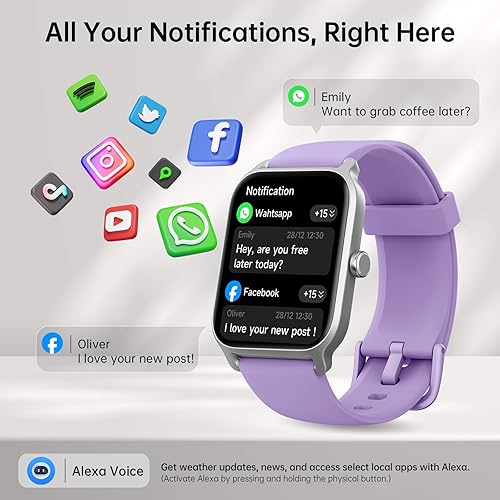 Miniatura 2 de Tensky Reloj inteligente para mujer, pantalla táctil HD de 1.85 pulgadas, reloj inteligente para Android/iPhone/Samsung/(llamada Bluetooth), Alexa