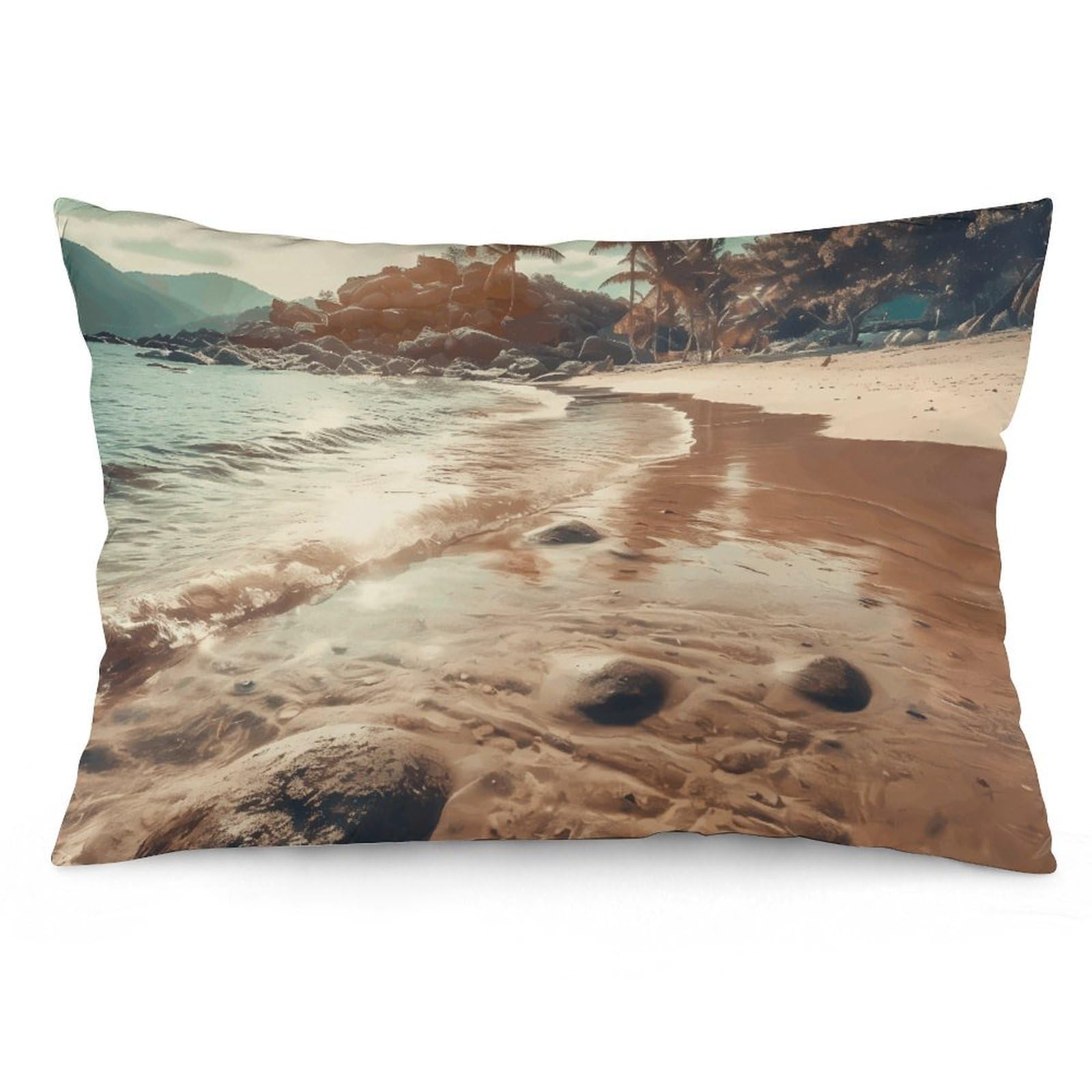 2 Pack Pillow Cases for Hair and Skin, Soft Breathable Pillow Case Covers with Hidden Zipper, The Beach Has Sand Pillowcase 20"x30" Pillow Covers for Sleeping Gift