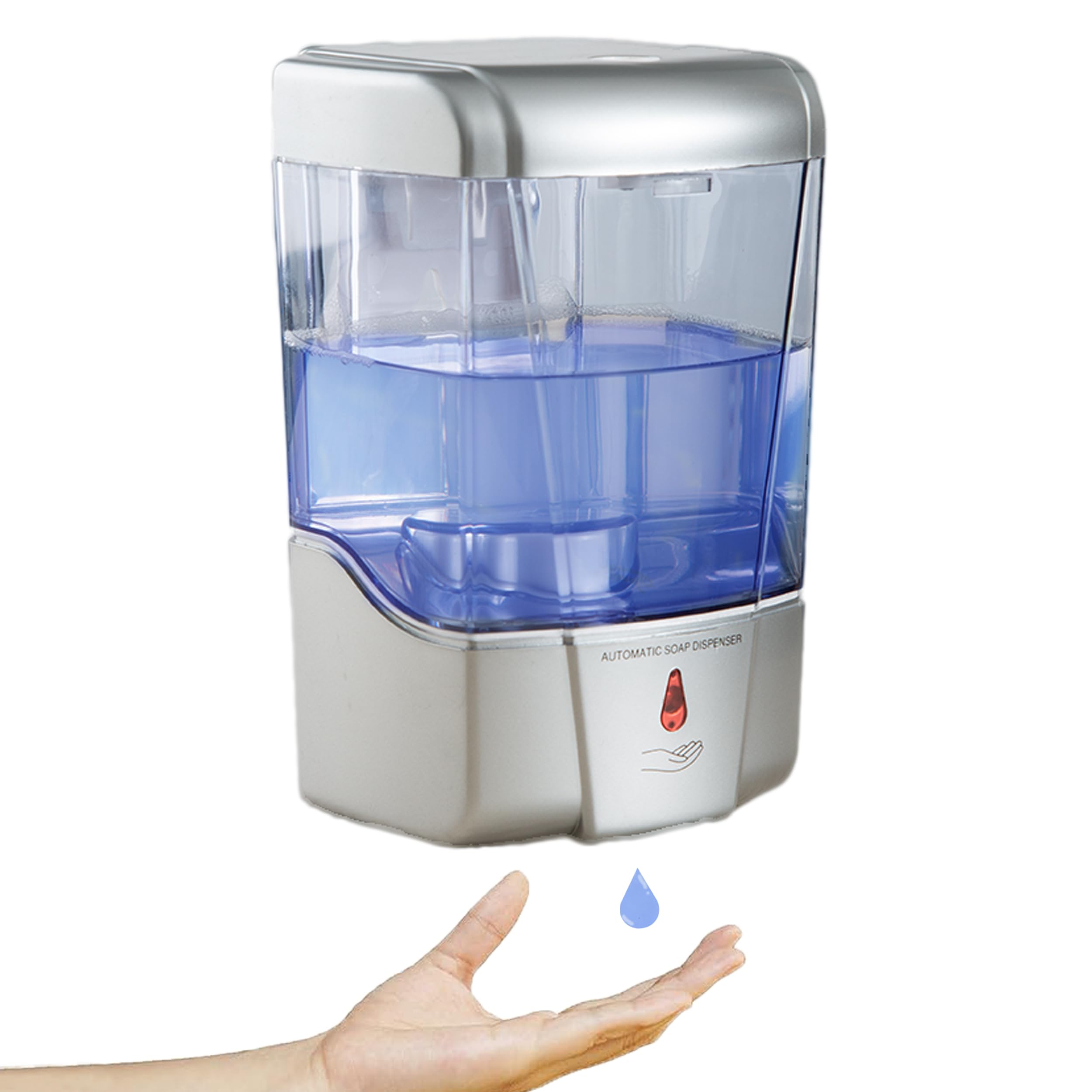 Dispensador de jabón automático para montaje en pared, color plateado