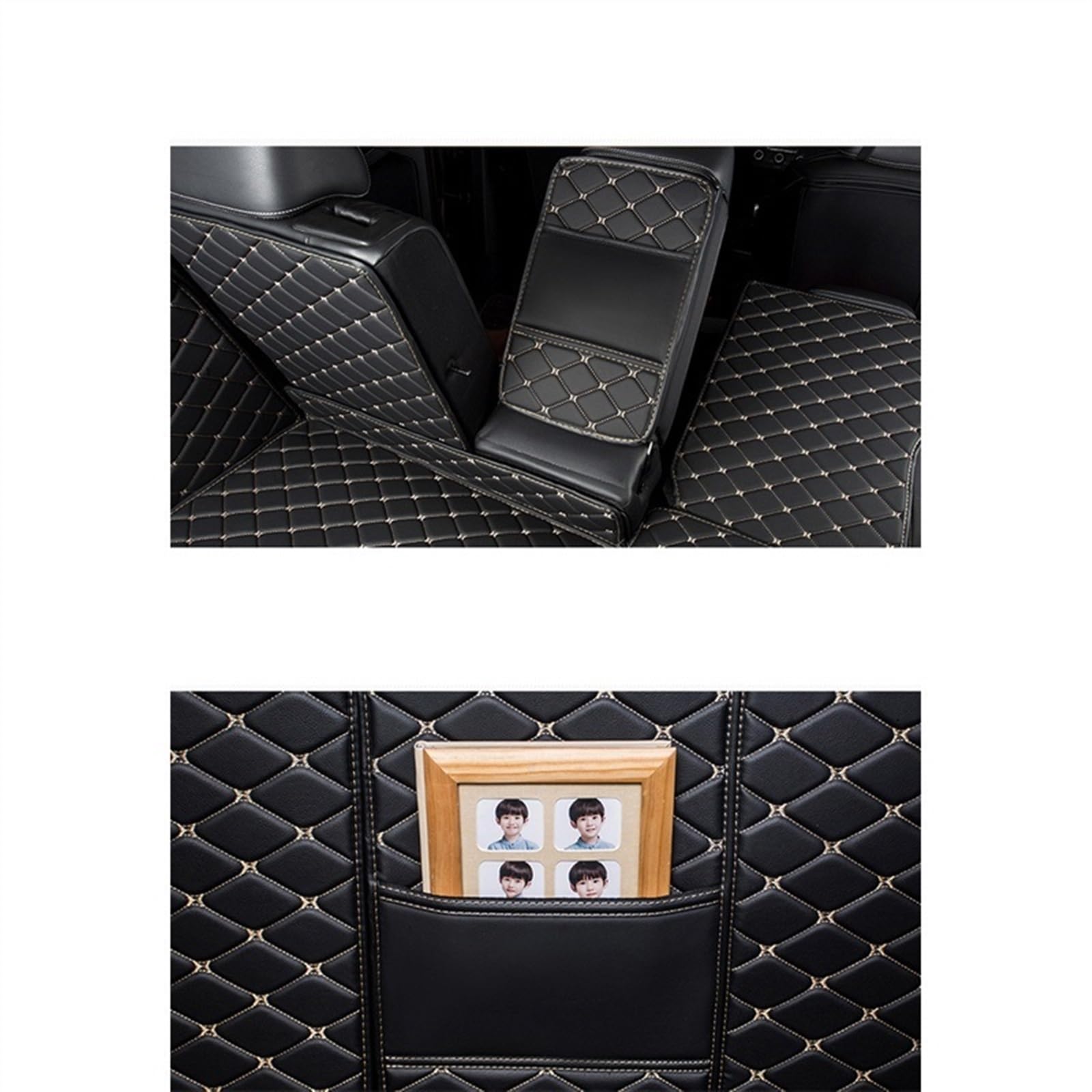 Auto Kofferraum Schutzmatte Für Volvo XC90 2015-heute Auto Kofferraum Matte Hinten Stamm Liner Cargo Floor Teppich Fach Schutz Interne Zubehör Matte(Schwarzbeige)