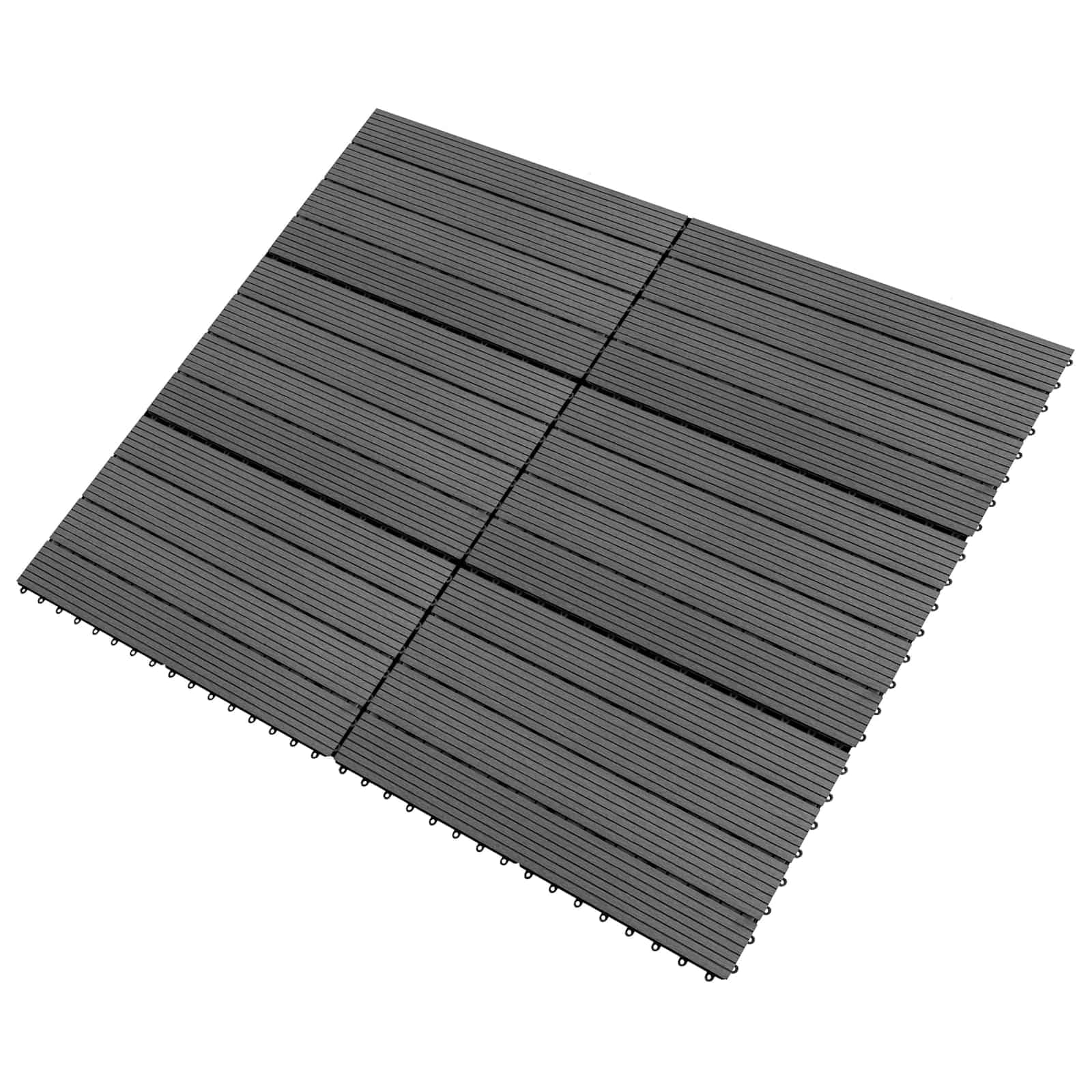 Terrassenfliesen WPC, 6 Stück, grau, 60 x 30 cm | Ineinandergreifendes Design, glatte Oberfläche, einfache Pflege mit feuchtem Tuch, natürliche Holzoptik