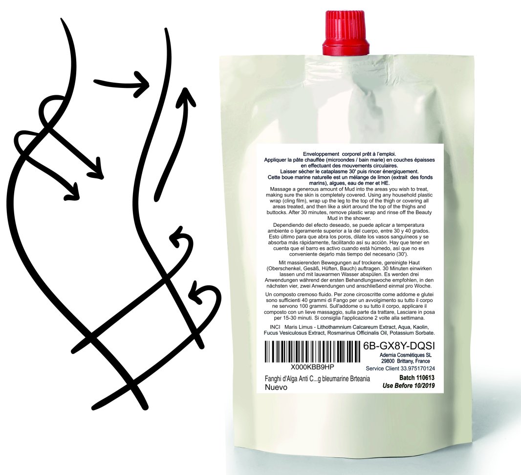 Fango de Algas 500 g Anti Cellulitis Forte Envoltura Reductora de Barro de Algas y Aceites Esenciales Lodo Marino Antiinflamatorio, Anticelulítico