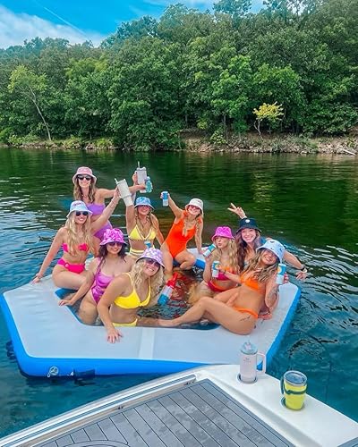 Miniatura 4 de Alfombrilla inflable flotante para lago, plataforma inflable, plataforma de barco, muelle de natación para piscinas, lagos y océano, forma hexagonal