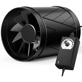 Aygrochy 150 mm pipe fan adjustable EC motor pipe fan 586 m /h exhaust fan for conservatory grow tents cellar garage kitchen [Energy Class B]