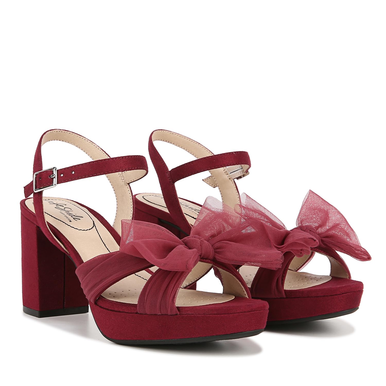 LifeStride Women's Last Dance Ankle Straps Sandal, Pinot Noir Red Fabric, 8.5 Wide