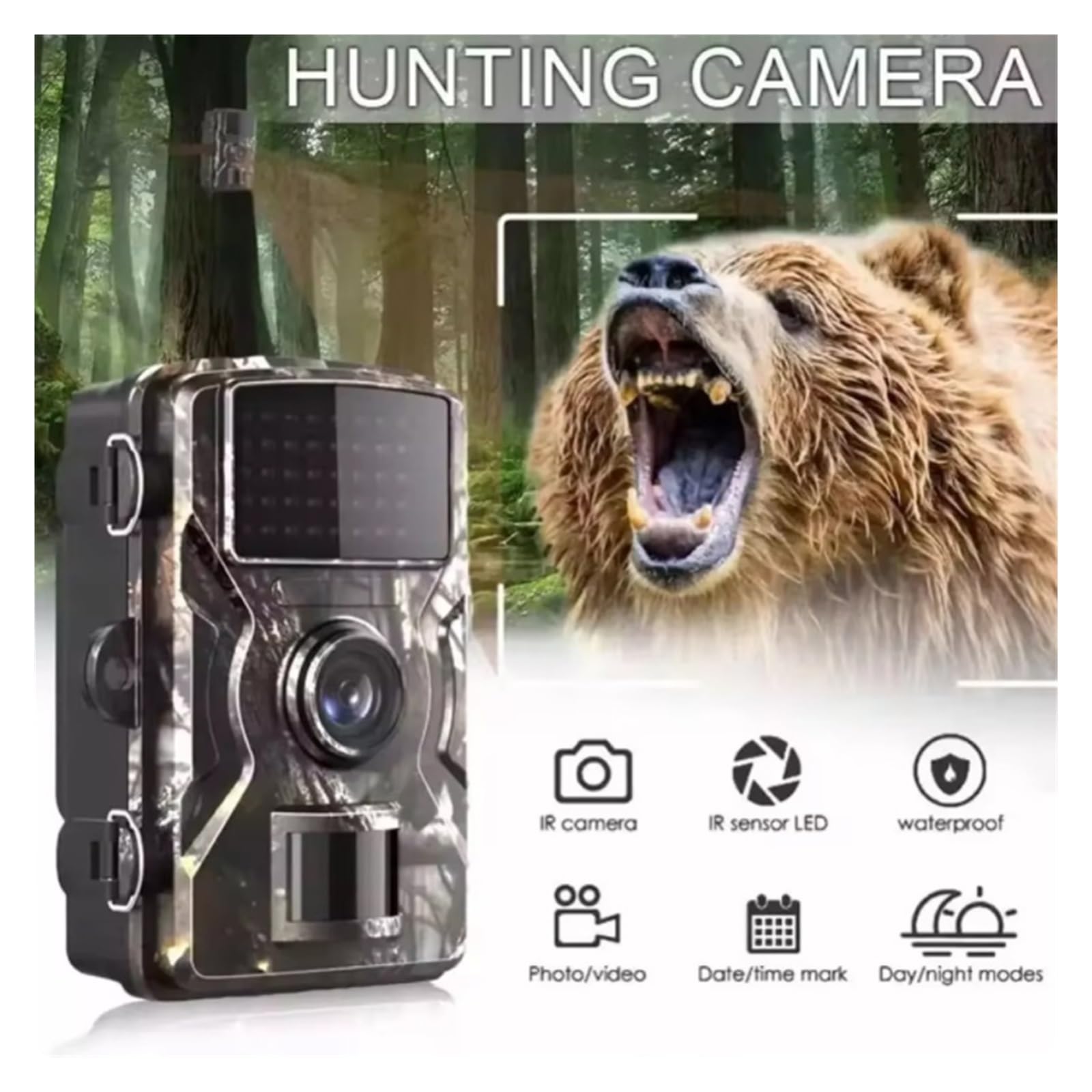 Kamera Obserwacji Dzikiej Przyrody Kamera Myśliwska, 16MP 1080P 940nm Noktowizor Na Podczerwień Aktywowana Ruchoma Bezpieczeństwa, Zewnętrzna Fotopułapka Dziką Przyrodę Niezawodny Dokładny Monitoring