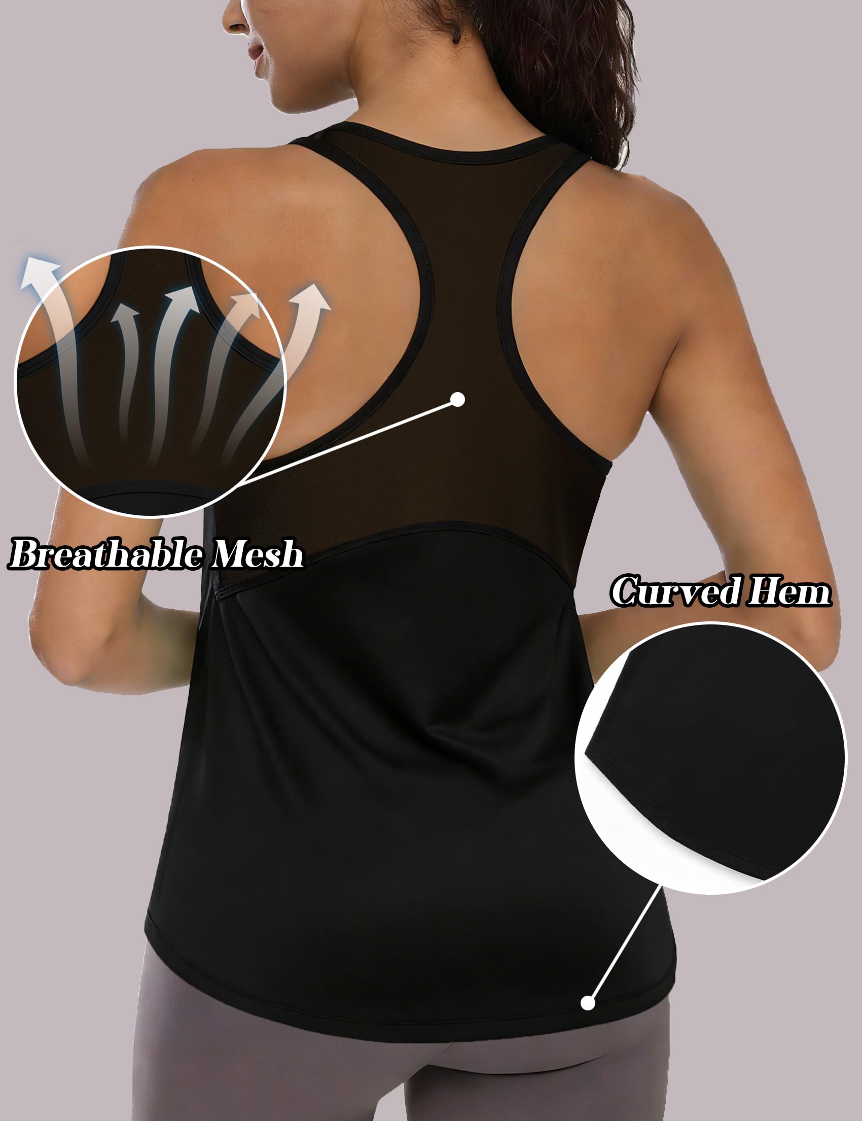 Camiseta Tirantes Mujer Deportiva Cuello Redondo Sin Mangas Ligera y Transpirable Racerback Yoga Tops para Gimnasio Correr S-XXL