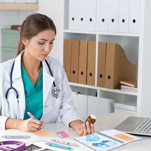 Miniatura 7 de Ctosree 40 unidades de mini notas adhesivas divertidas para enfermeras, bolígrafos de enfermería, artículos esenciales para estudiantes de