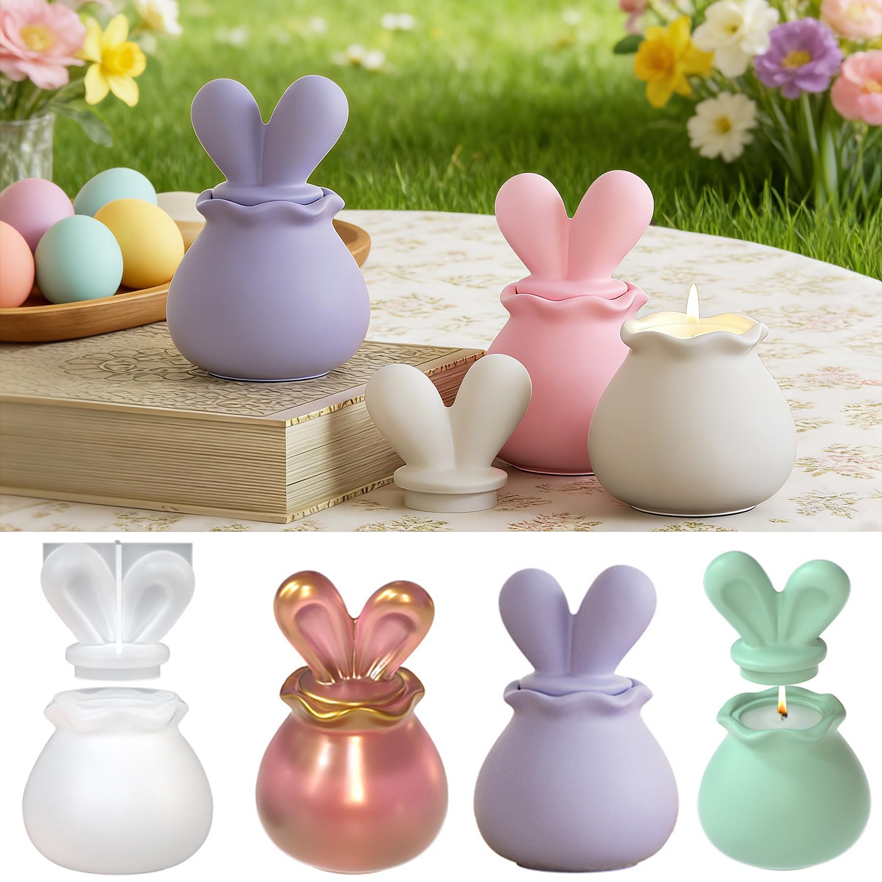 Ostern Kaninchen Silikonform,Silikonformen Ostern,3D Osterhase Kerzenformen Seifenform,Kaninchen silikonformen,Gipsform Silikonform