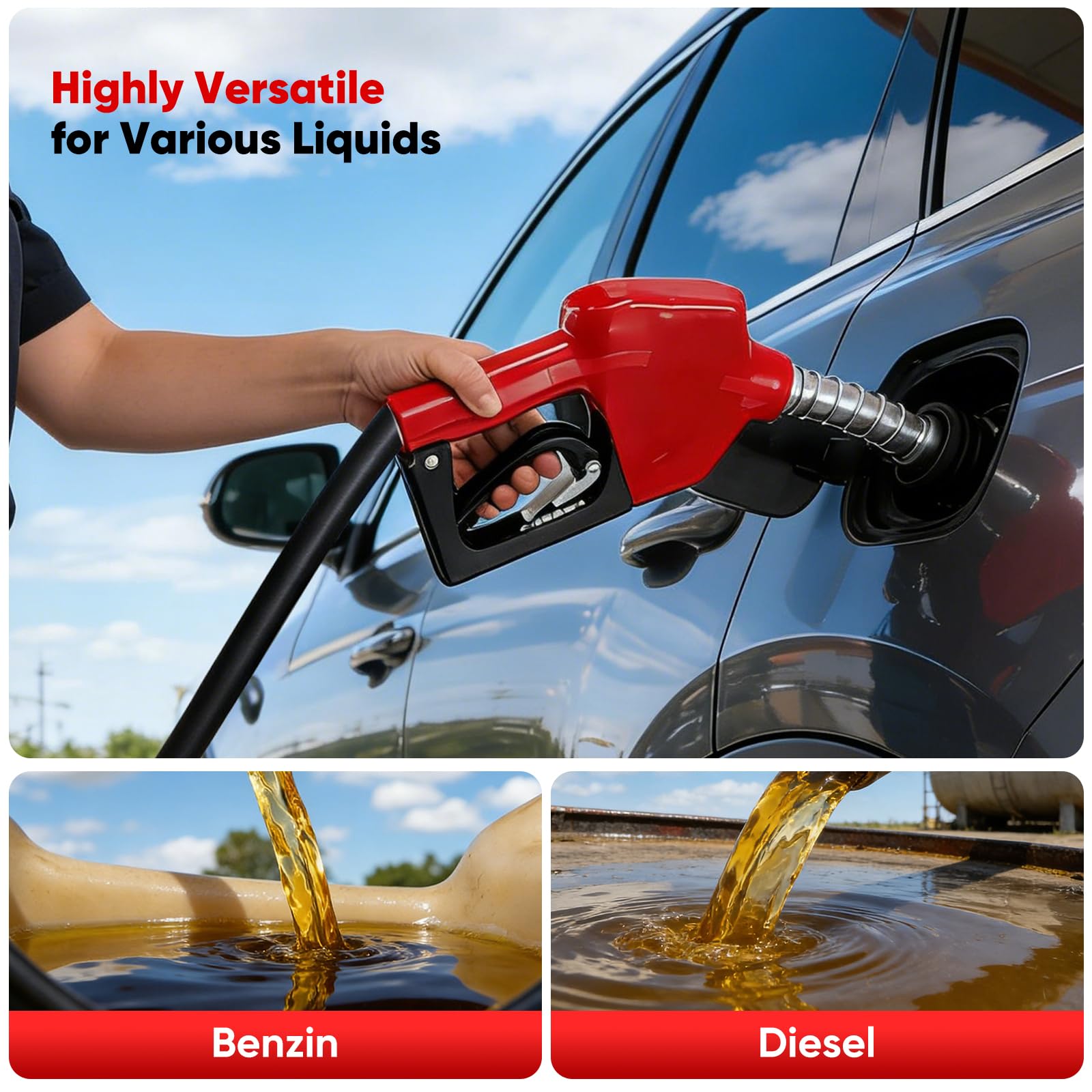 Boquilla automática para diésel, Boquilla de combustible de 3/4" con caudal de 3 etapas para gasóleo de calefacción y diésel Bomba de diésel autocebante ajustable