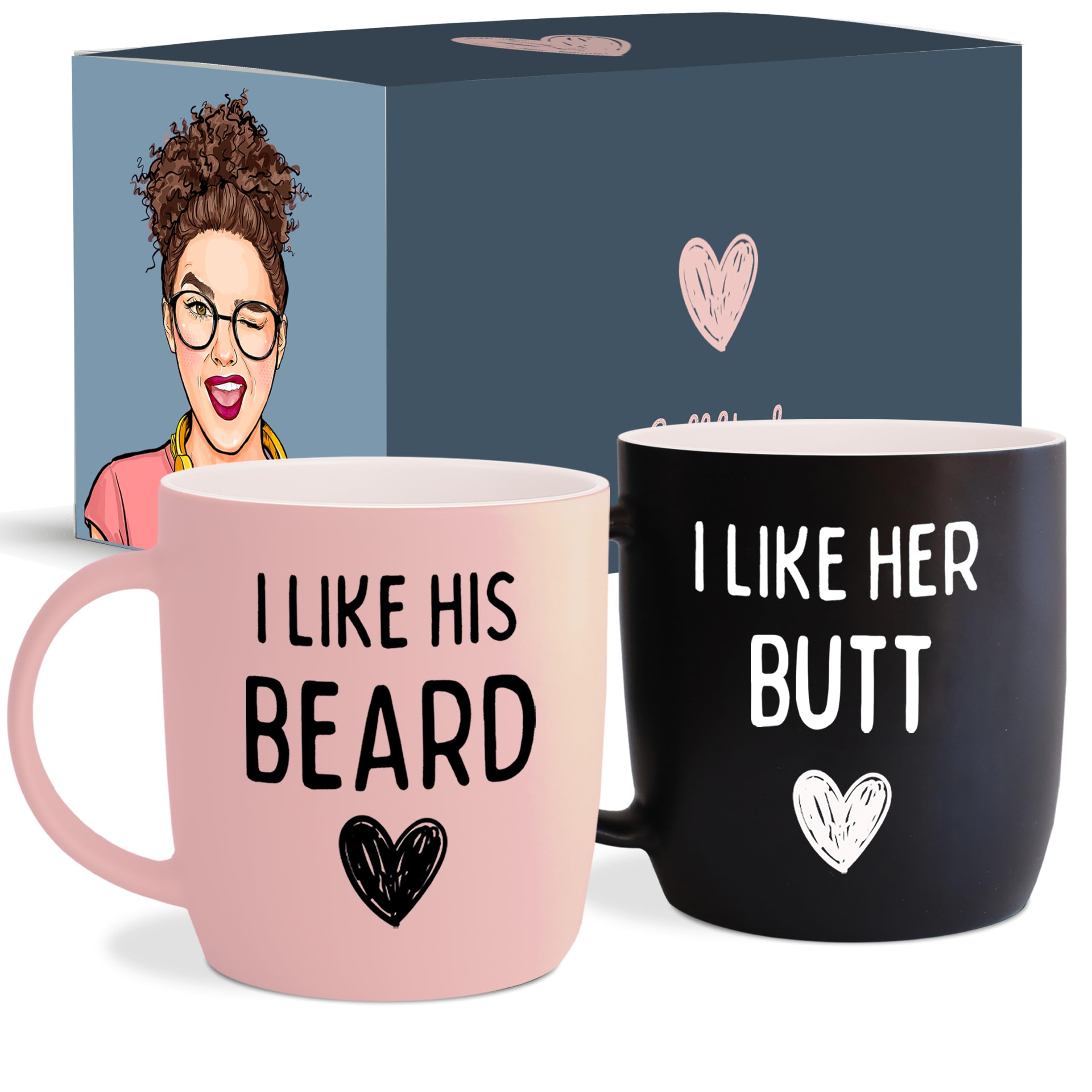 Triple Gifffted Funny Couples Gifts for Christmas, Wedding Anniversary, Engagement, Valentines Day Girlfriend Boyfriend Couple Gift, His & Hers, Bride & Groom, Him & Her, Ceramic, 380ML