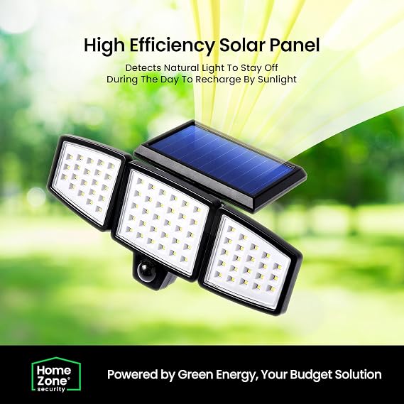Home Zone Living 2PK Solar Flood Lights Black Motion Sensor Wide Angle