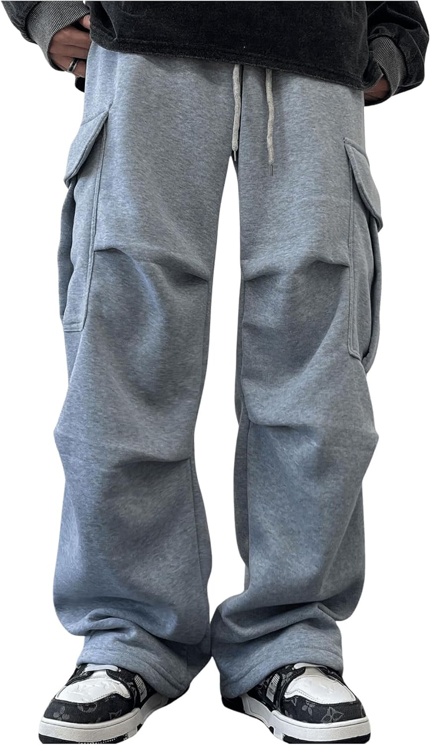 Men's Baggy Sweatpants Casual Workout Street Drawstring Waist Wide Leg Cargo Pants