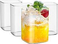 Vista 12 de LUXU Vasos para beber de 8 onzas con asa, juego de 4 vasos cuadrados delgados, elegantes vasos de bar para agua, jugo, cerveza, bebidas, cócteles