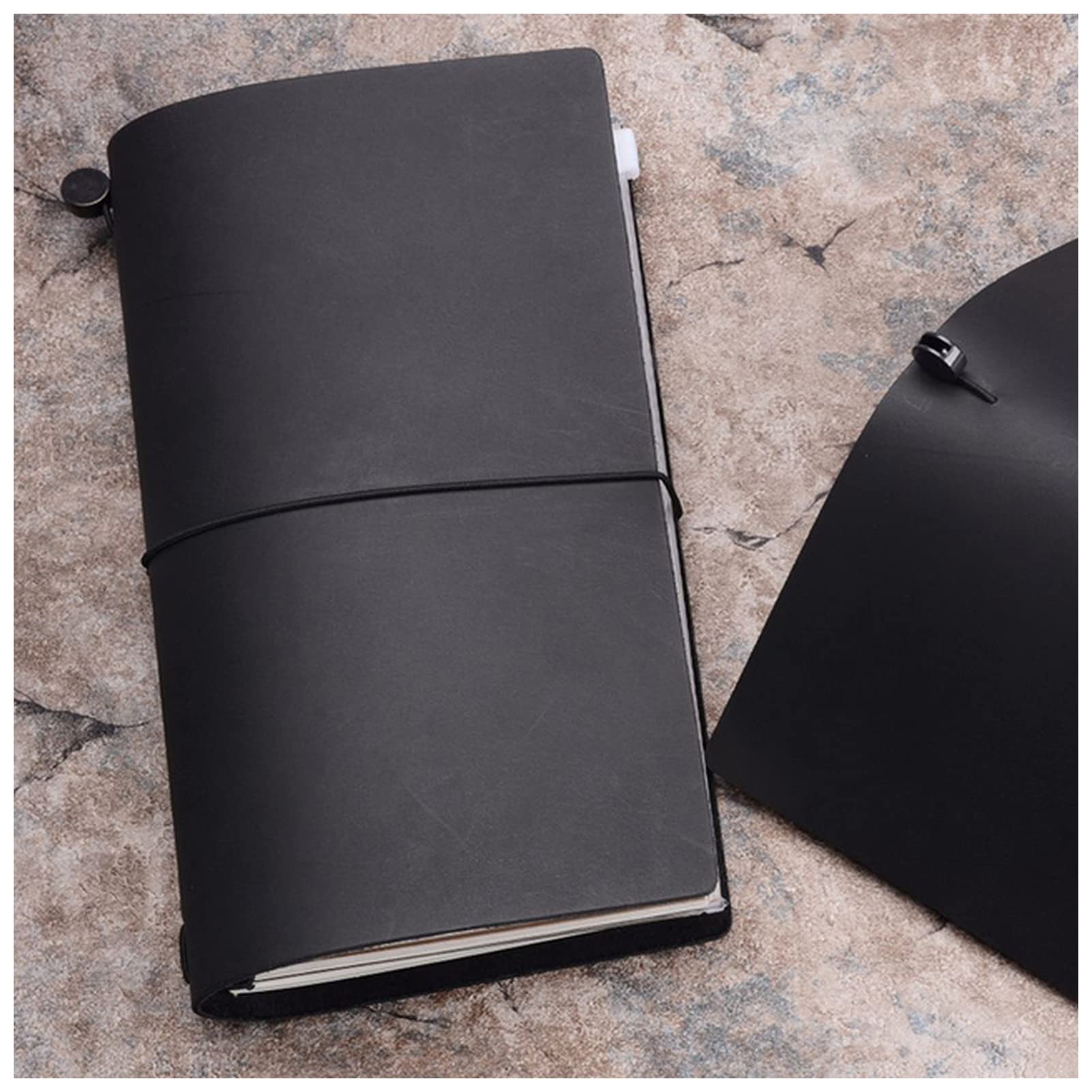 Taccuino Tascabile Planner for Notebook in Vera Pelle Planner Fatto a Mano Viaggiatore PASSAPORTO Agenda Agenda Sketchbook Diario Stationeryeryery Taccuino(Noir,A5 Size 220x155mm)