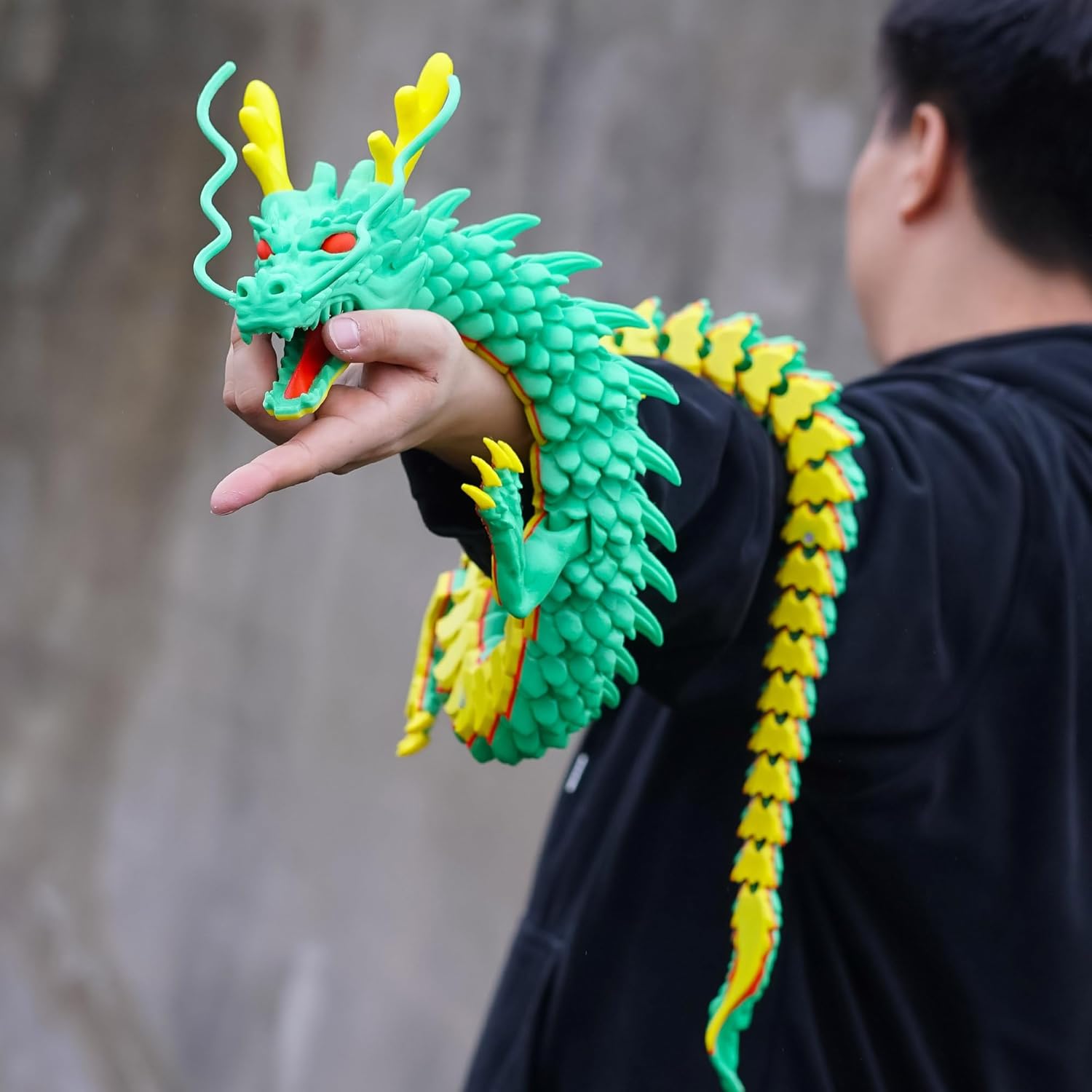 Super Large 3D Printed Dragon with Movable Joint,47.5inch,Flexible Realistic Articulated Animal Fidget Toys,Mystery Figurines Gifts,Executive Desk Décor and Festival Collectible (colorfulA) - Image 3