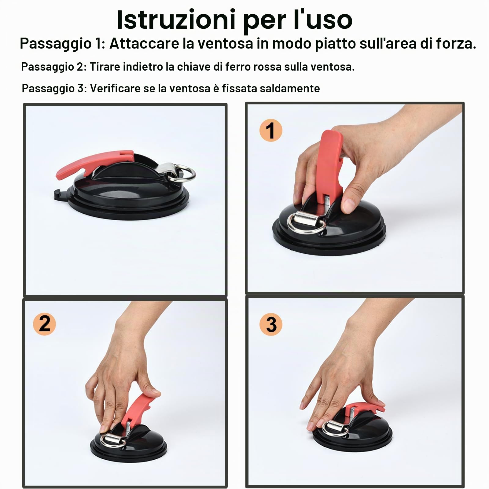 Ventosa - 4 Ventose per Auto con 8 Ganci Fissaggio a Ventosa per Auto Fissaggio a Ventosa con Anello per Portabagagli, Tende da Campeggio, Teloni, Tenditori per Auto
