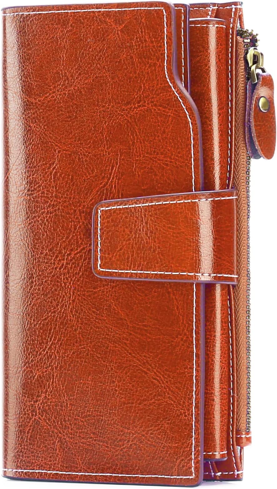 SENDEFN Ladies Purse,Large Capacity Leather Women's Wallet with Multiple Card Slots