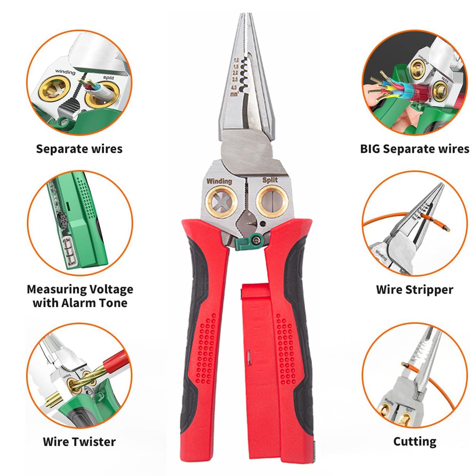 Boxonly 8-in-1 Wire Strippers with Electricity Measurement Function, Multi-Functional Pliers for Cutting Stripping - Image 3