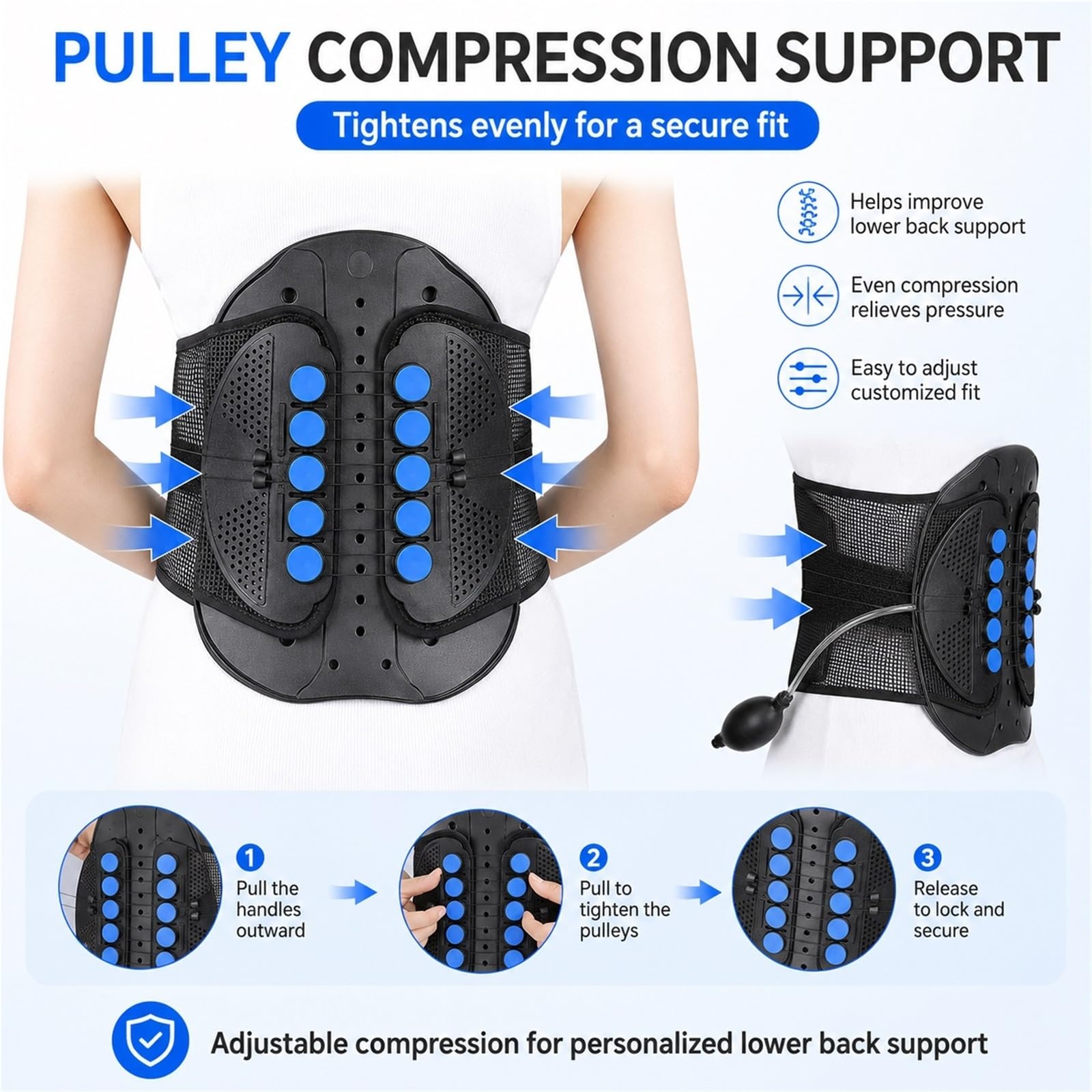 Faja Lumbar para Hombre y Mujer Soporte de Espalda para Hernia Discal y Ciática Cinturón de Descompresión para Fractura por Compresión y Recuperación Postoperatoria | M