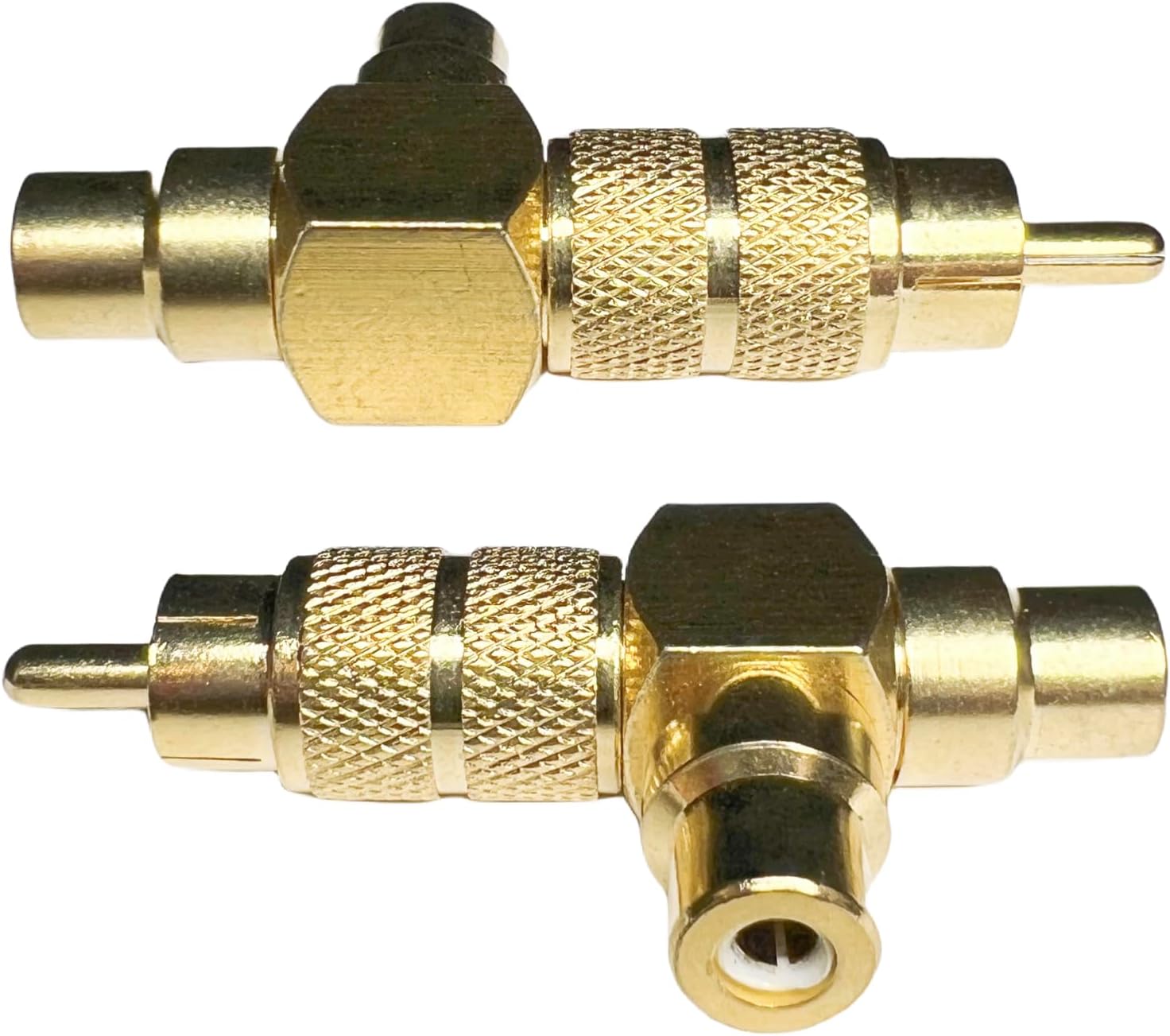 CESS Adaptador Splitter RCA Ángulo Recto Macho a 2 Hembras