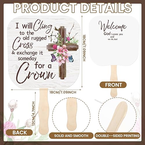 Miniatura 2 de Tradder 50 abanicos religiosos de mano religiosos para fanáticos de la iglesia cristiana a granel I Will Cling to the Old Rugged Cross Regalos