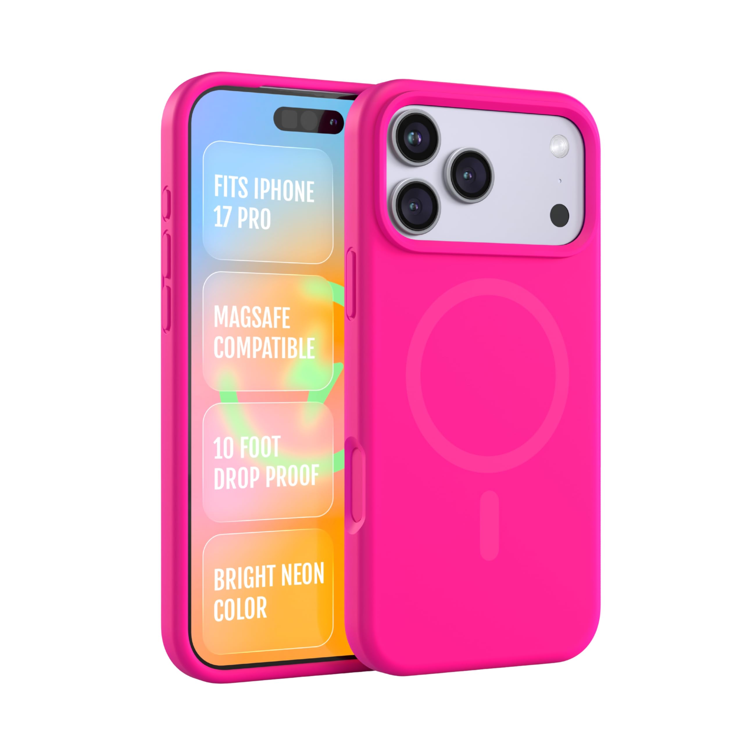 FELONY CASE for Apple iPhone 17 Pro - Neon Pink MagSafe Case, Soft