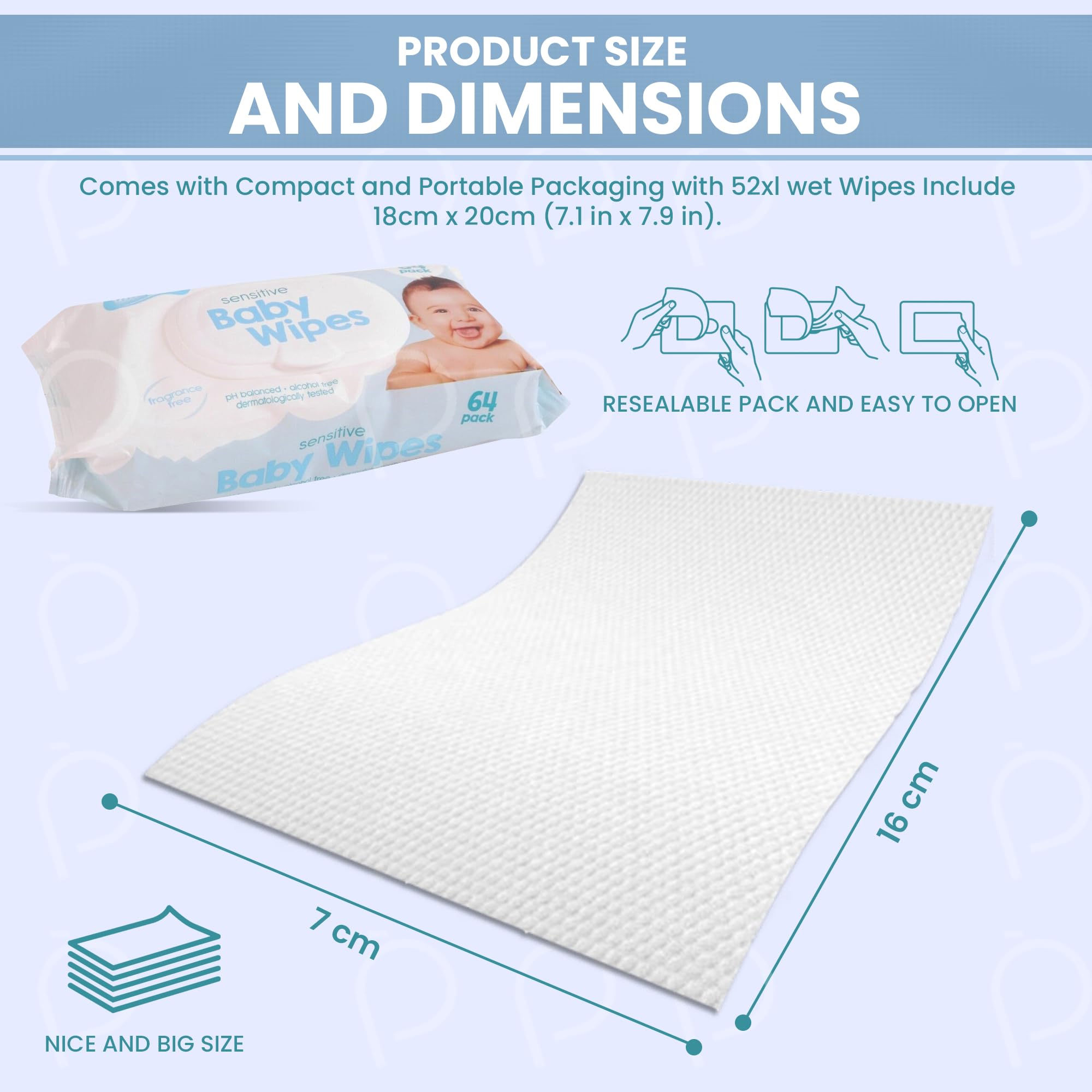 Ultra Sensitive Baby 𝐖𝐢𝐩𝐞𝐬, Alcohol-Free & Dermatologically Tested Soft & Thick Wet Wipes Baby for Delicate Skin - Image 3