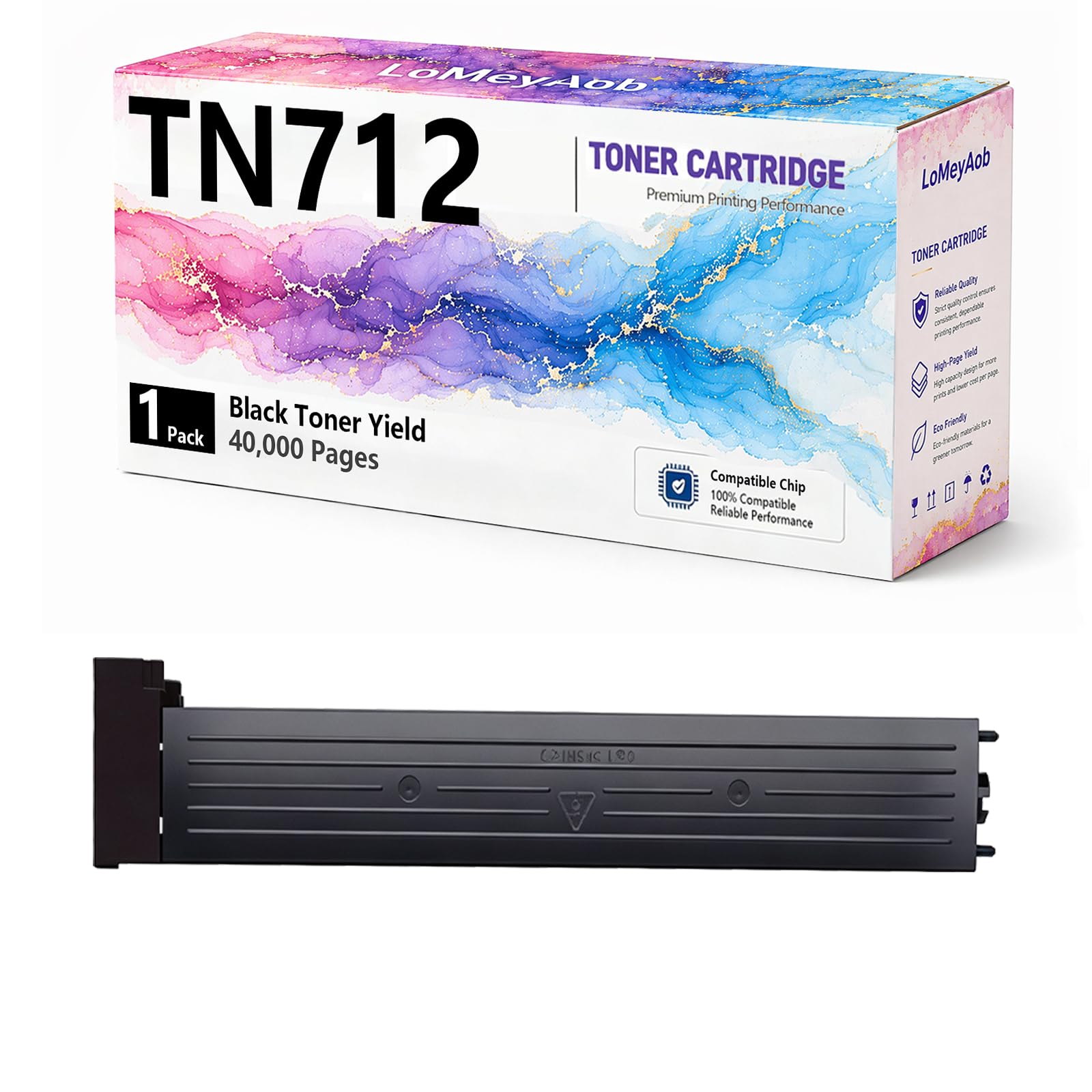 Cartuccia di toner TN712, sostituzione nera ad alta resa per stampante Konica Minolta LaserJet 654 654e 754 754e, Stampe ad alta velocità, Immaging accurata, 40000 pagine ,1Pack