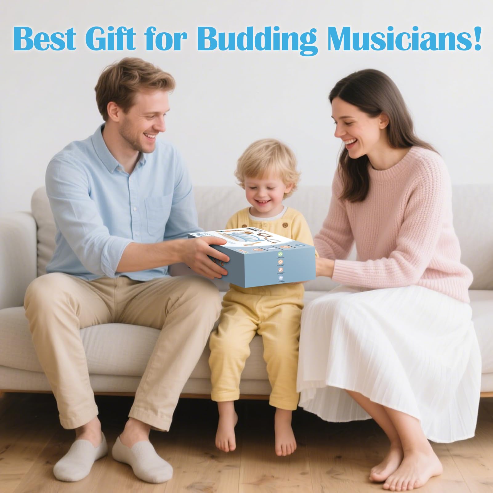 Instrumentos Musicales Bebe - Tambor Infantil 6 en 1, Juguete de Madera con Trompeta, Tambor para Niños, Juguete Montessori para Bebés - Regalo para Niños y Niñas de 2, 3, 4 Años