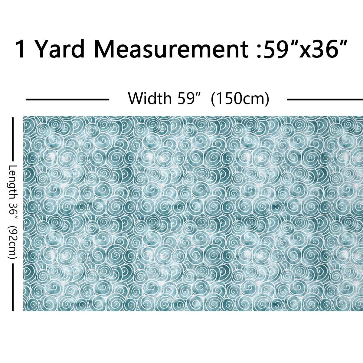Swirl Fabric by The Yard,Abstract Ocean Swirled Sea Waves Upholstery Fabric for Chairs,Modern Circle Waterproof Outdoor Fabric,2 Yards,(L184*W150cm) Aqua - Image 2