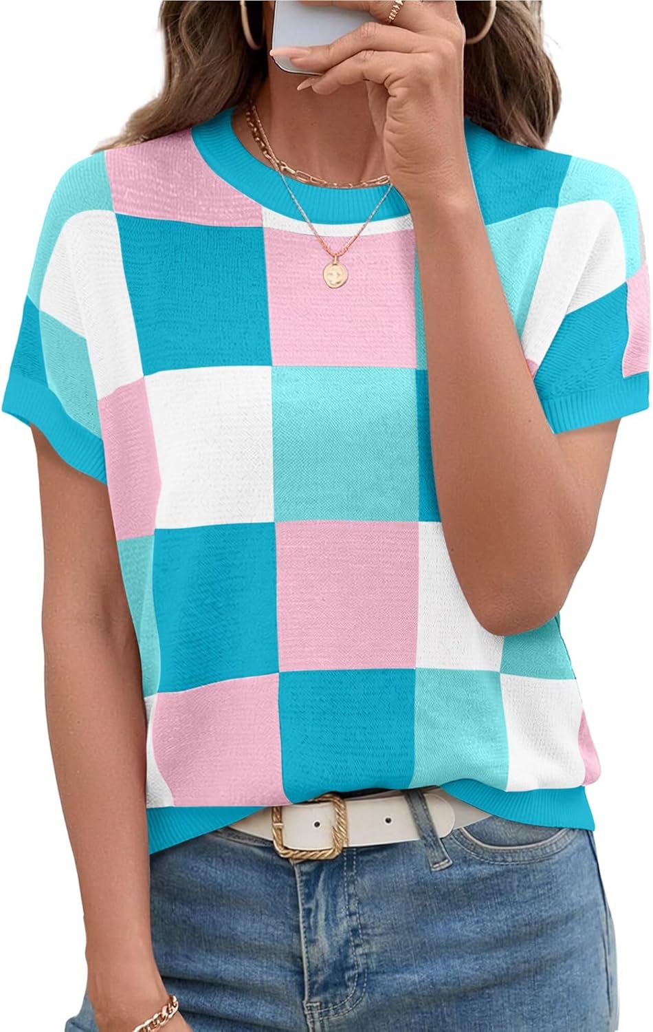 Magritta Summer Sweaters for Women Lightweight Cap Sleeve Tops Dressy Loose Fit Shirts Crew Neck Crochet Outfits