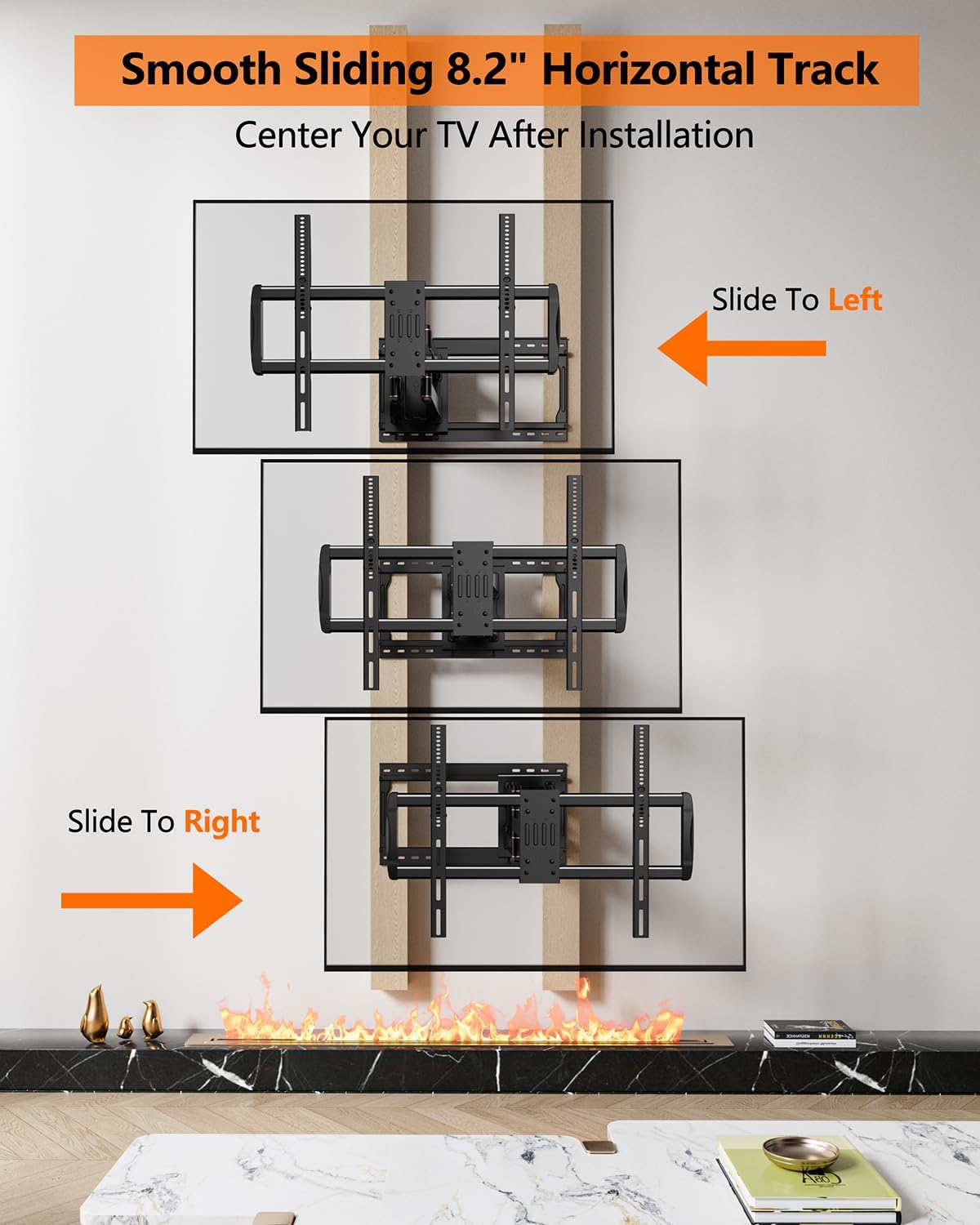 FORGING MOUNT Heavy Duty TV Wall Mount for 42-110" TVs up to 220lbs with 8.2" Sliding Moving for Screen Centering, Full Motion TV Mount Fit 24"-16" Studs with Swivel,Tilt&Level, Max VESA 800x600mm
