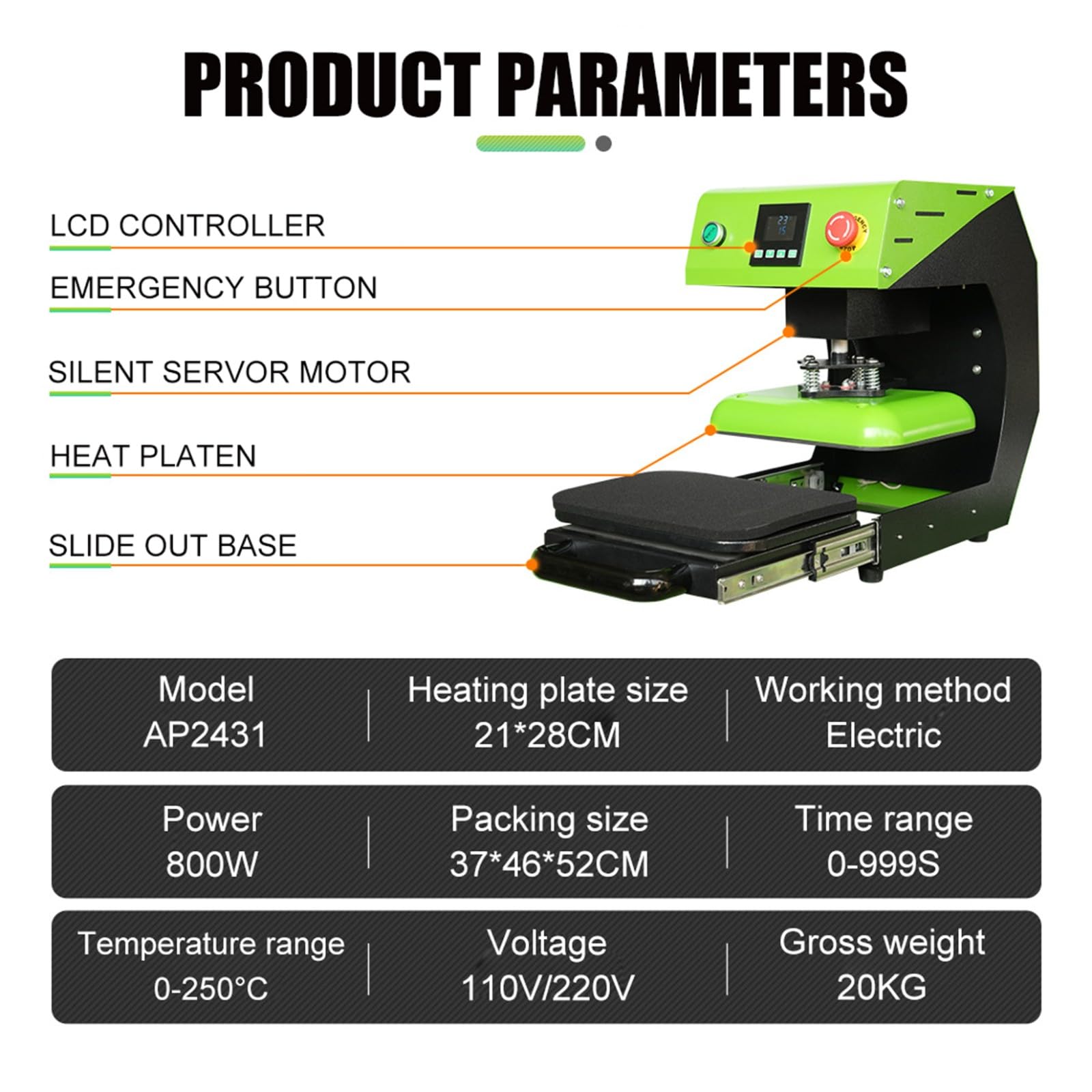 Prensa Térmica Automática 21X28 cm con Bandeja Deslizante Máquina de Sublimación con Liberación Automática Se Calienta Rápido Calienta Máquina de Transferencia de Calor para Camisetas A