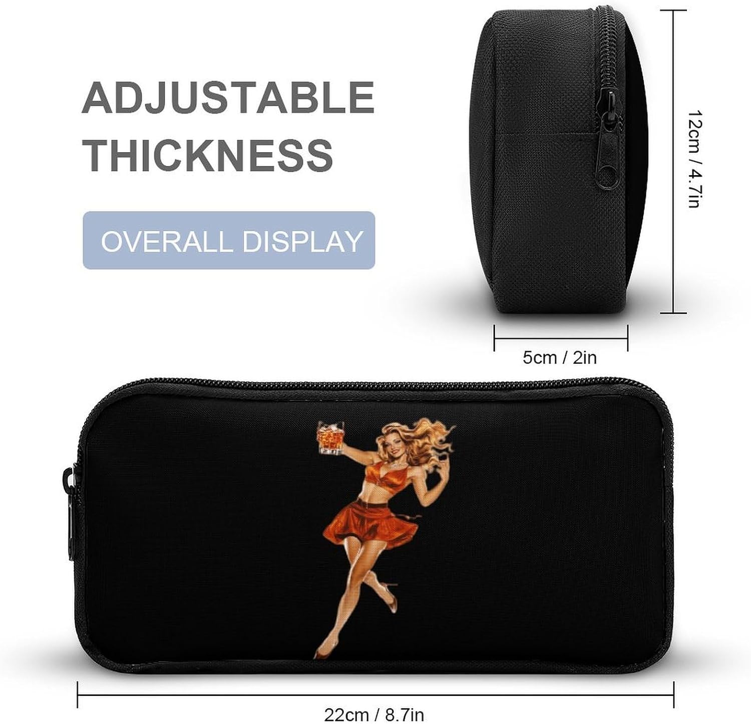 Pin Up Whiskey Travel Cosmetic Bag Makeup Bag image 2