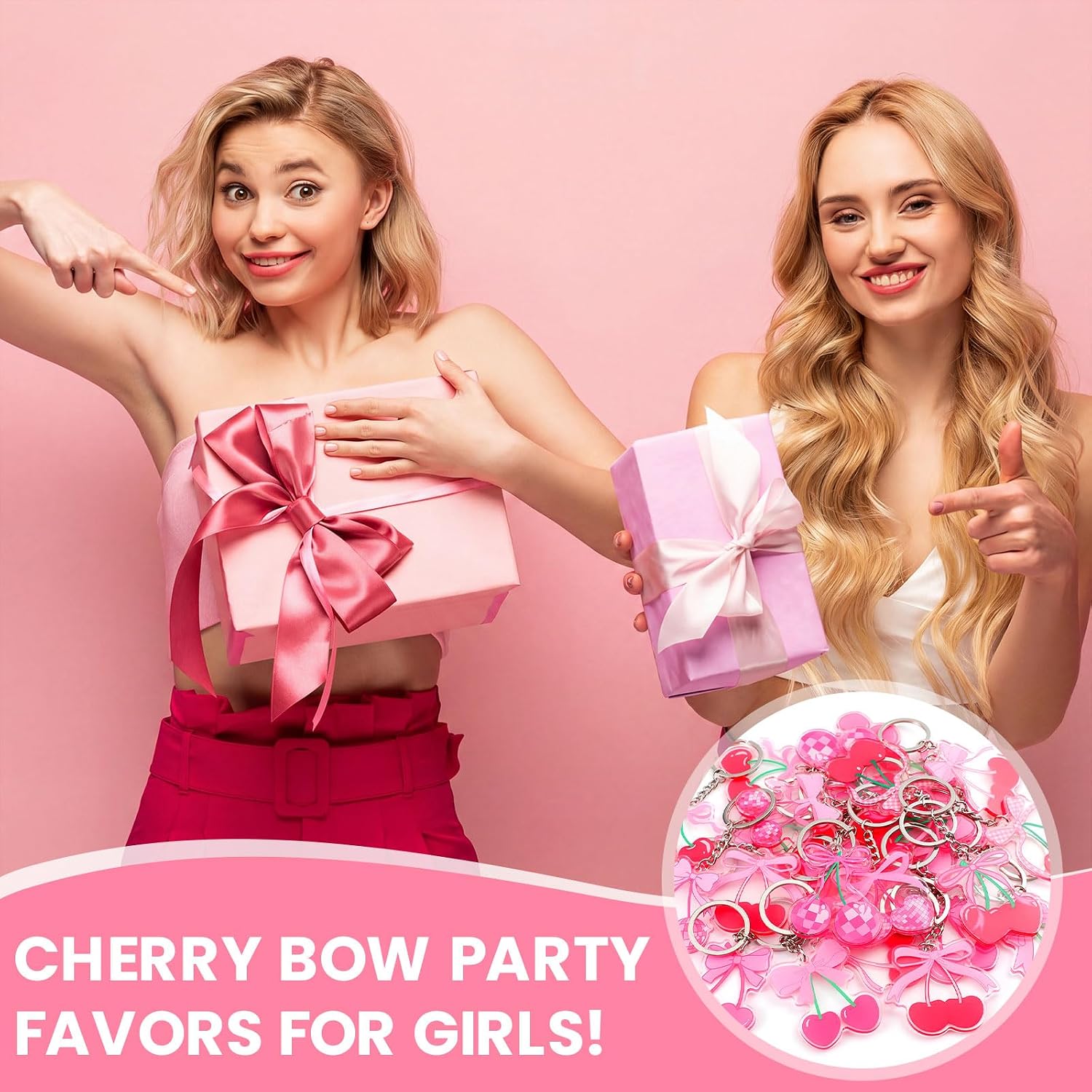 Sureio 24 Pcs Cherry Bow Keychains Cherry Party Favors for Girls Women image 4