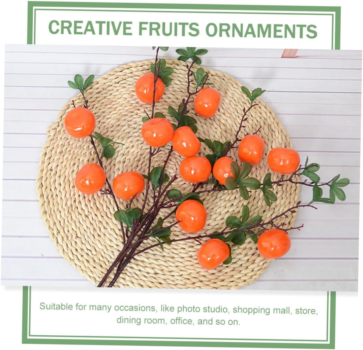 Cabilock Artificial Orange Fruit Branches 7-Head Fake Fruit Plant Decoration Plastic Lifelike Oranges Table Centerpiece for Living Room Kitchen Home Décor