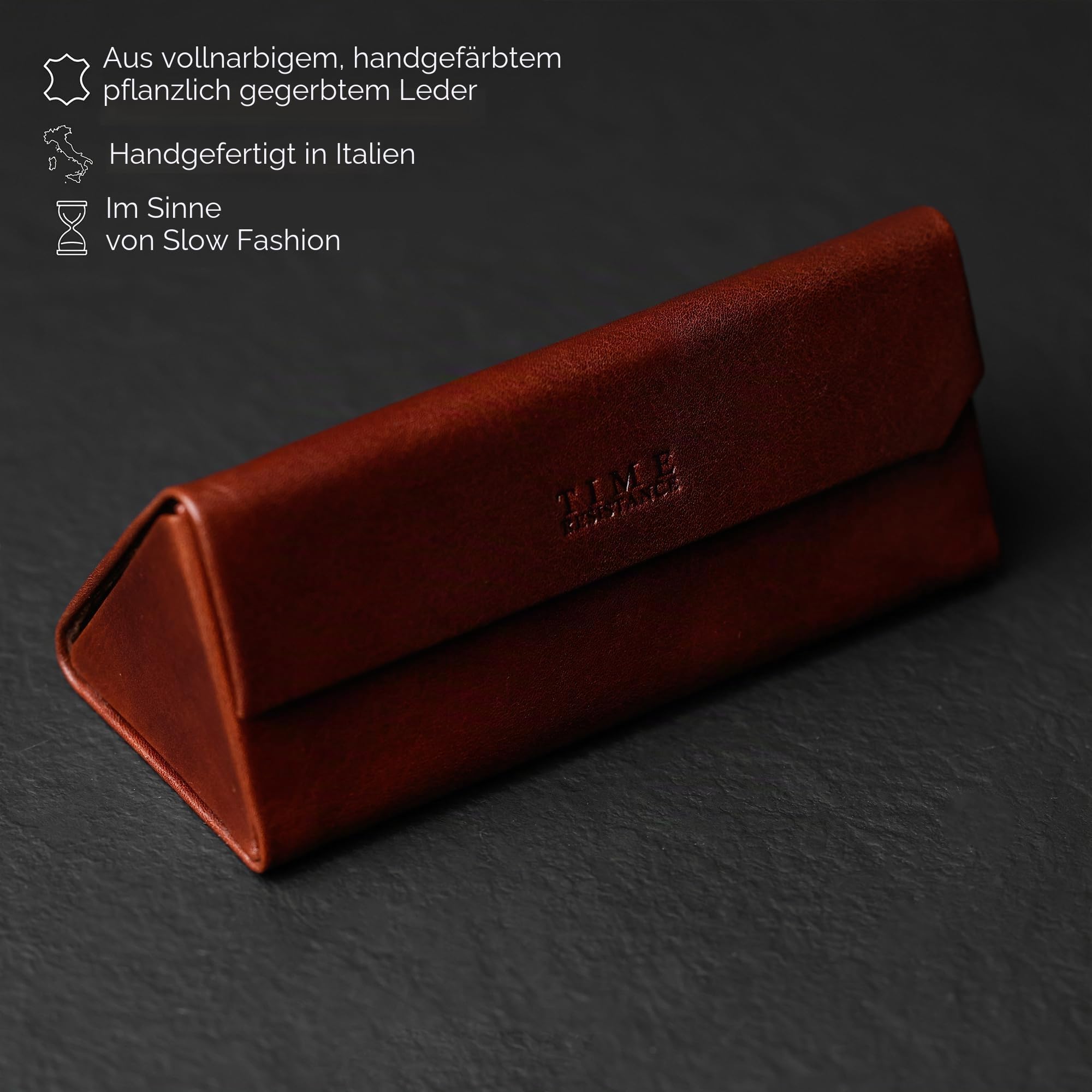 Time Resistance Brillenetui aus Leder – Hartschalen Etui für Brillen – Sonnenbrillen Etui mit Magnetverschluss – Brillenhalter handgefertigt in Italien