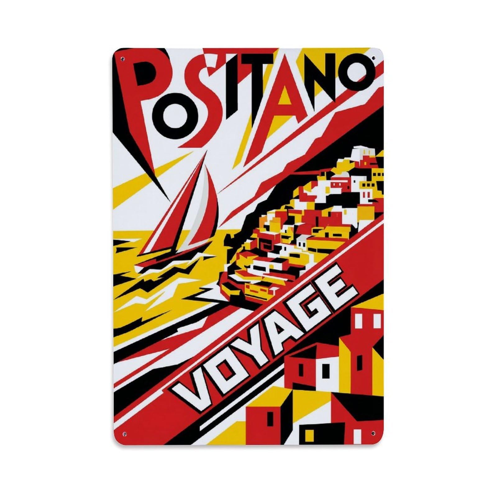 Vintage Travel Positano Italy Voyage Metal Tin Sign Plaque Wall Decor for Cafe, Club Bar, Office, Garden Metal Poster 8x12Inch