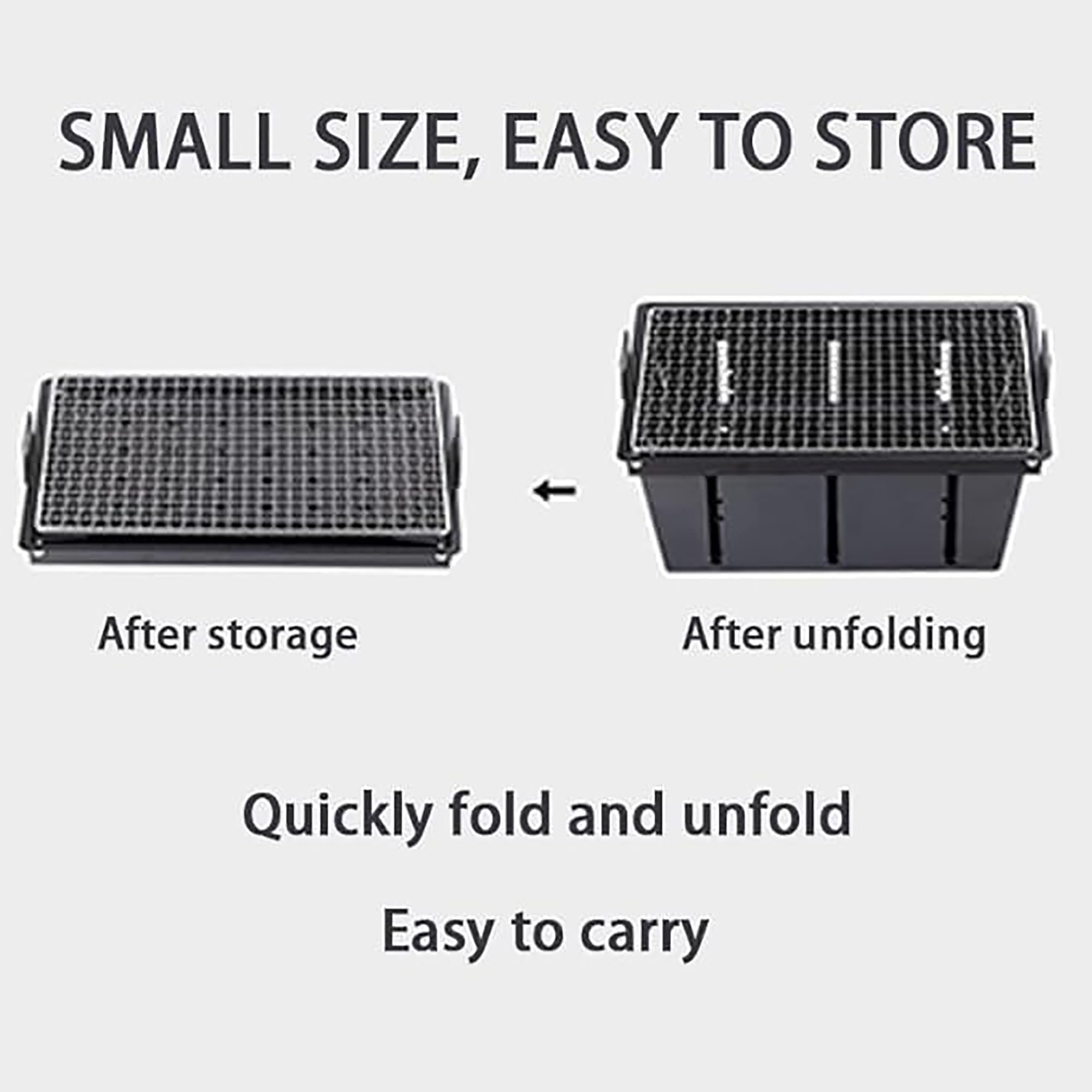 Blackdog tragbarer kleiner Grill, Outdoor-Holzkohlegrill aus Edelstahl, für IGT-Esstisch, einfache Einrichtung für Outdoor-Grillen, Camping, Reisen, Picknicks, Garten, Strandparty, Schwarz